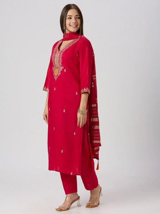 Roman Silk Embroidered Three Piece Suits R1