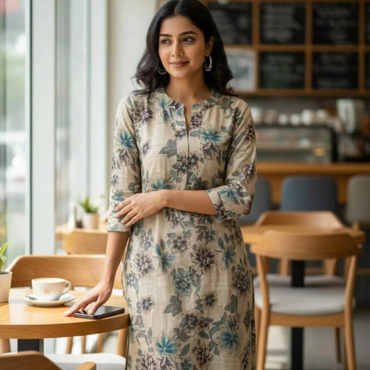 Cotton Silk Foil Print Kurtis P