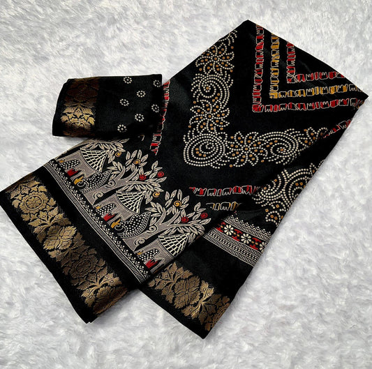 Marshmallow Chiffon Silk Sarees with Jacquard Weaving Borders