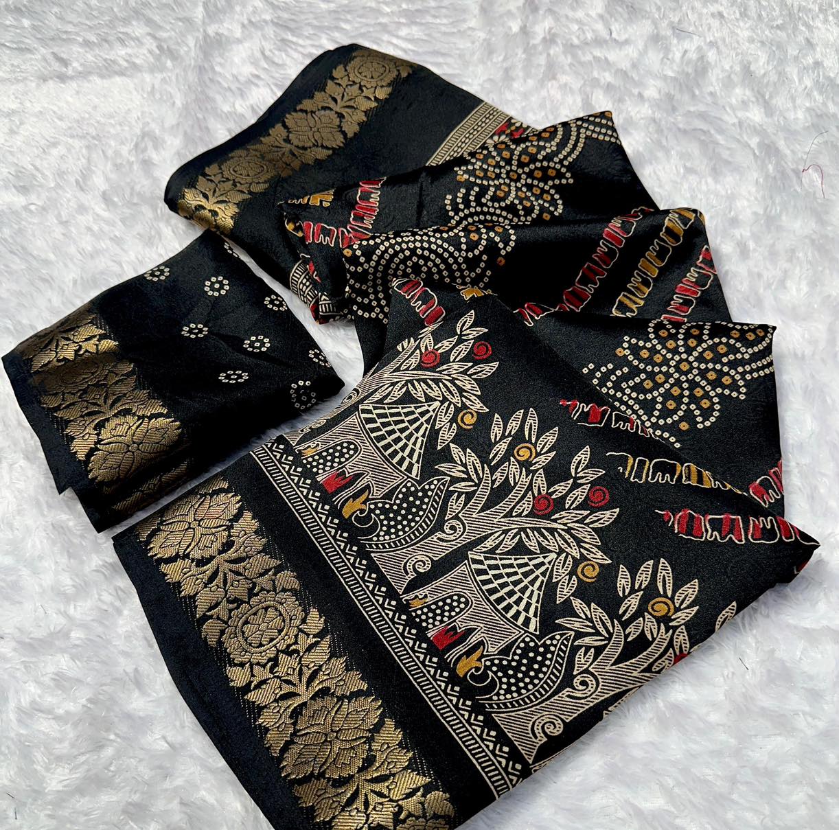 Marshmallow Chiffon Silk Sarees with Jacquard Weaving Borders