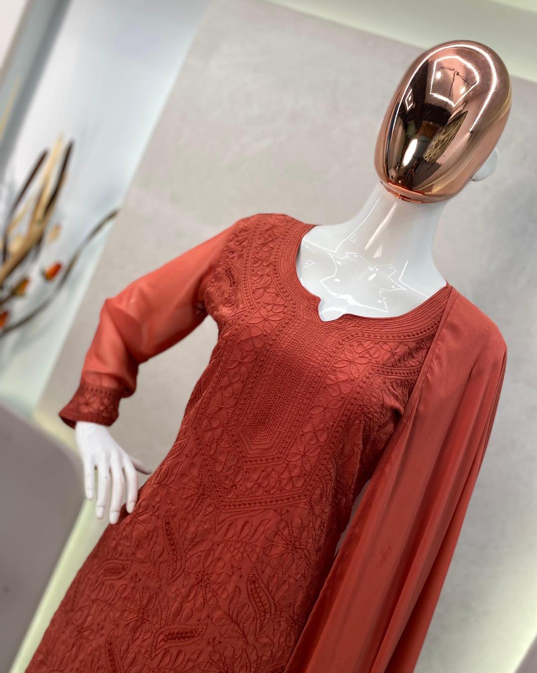 Georgette Chikankari Embroidered Readymade Suits