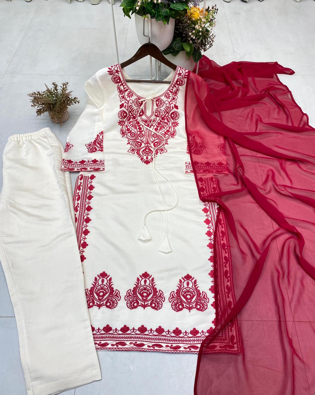 Roman Silk Embroidered Readymade Suits