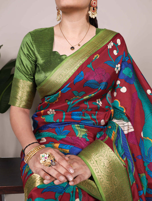 TASAR – The Soul of Silk | Elegant Printed Sarees with Zari Weaving -7047MRN