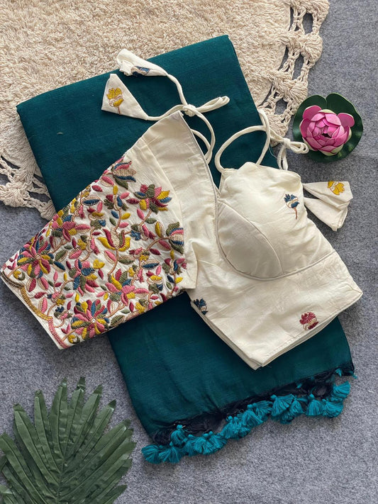 Khadi Cotton Plain Saree @ 99 AED -A8