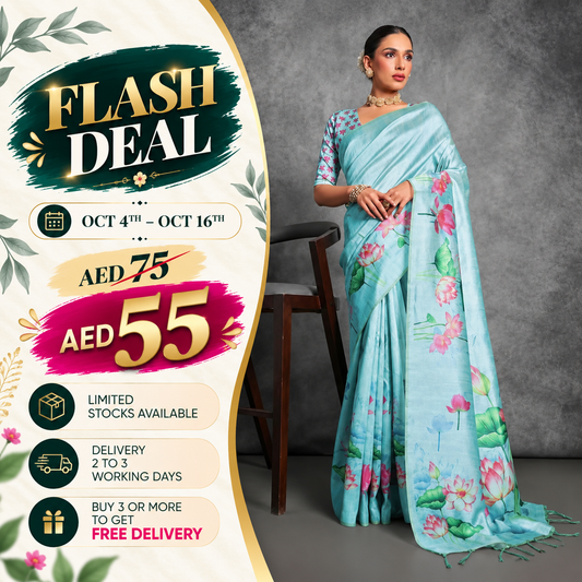 Semi Tussar Silk Floral Saree