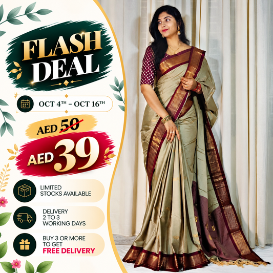 Cotton Silk Saree with Jacquard Zari Border