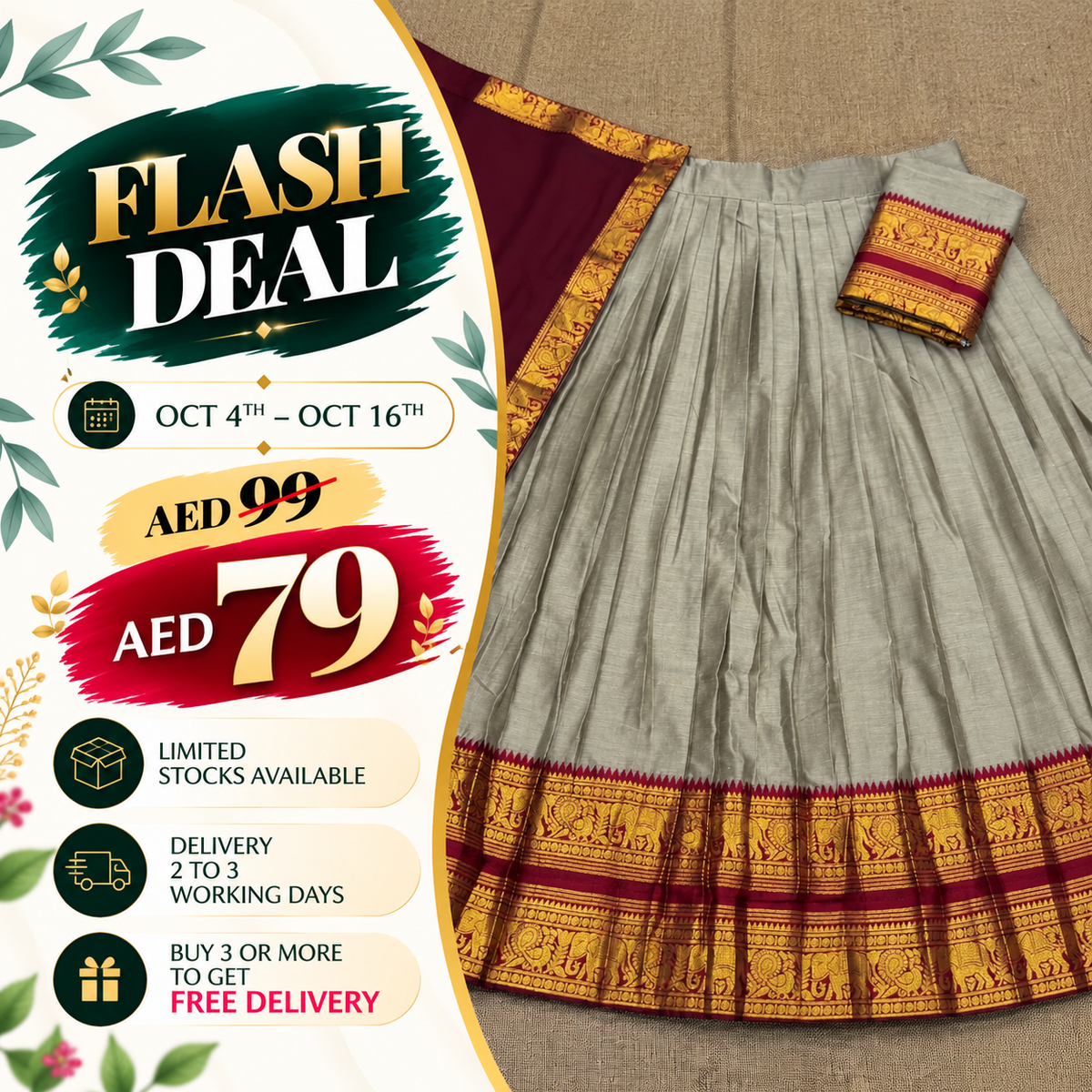 Kanchi Cotton Silk Readymade Lehenga
