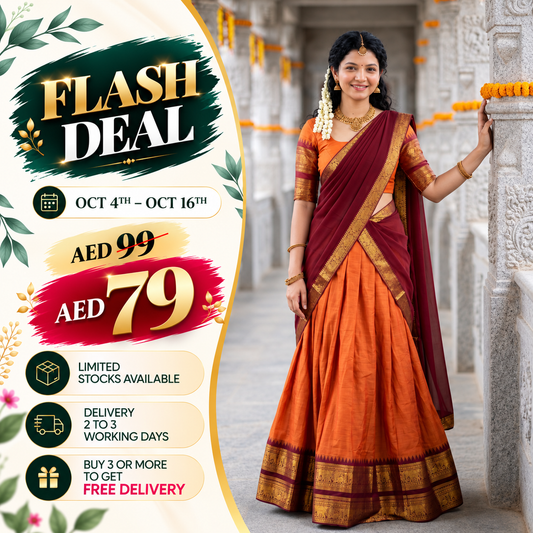 Cotton Silk Readymade Dhavani / Half Saree