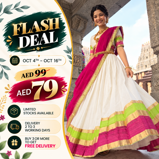 Cotton Silk Readymade Dhavani / Half Saree