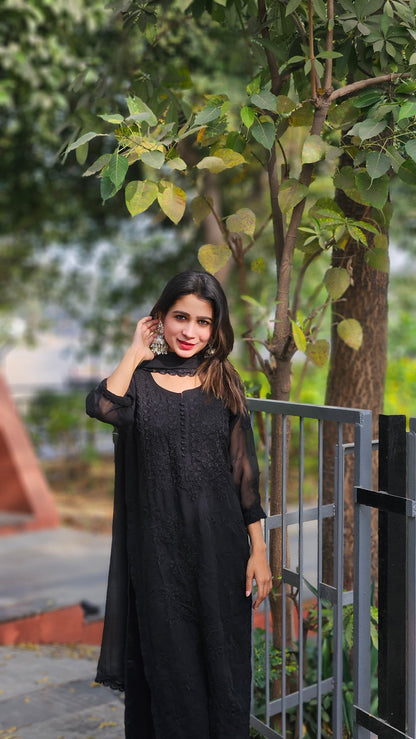 Roman silk Jequard Zari weaving suits - BLACK