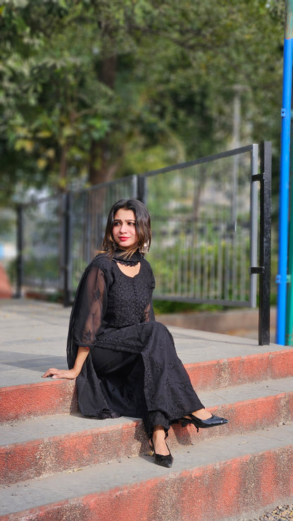 Roman silk Jequard Zari weaving suits - BLACK