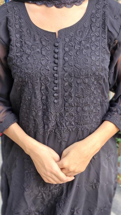 Roman silk Jequard Zari weaving suits - BLACK