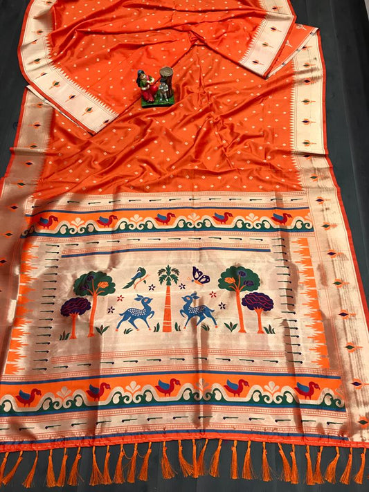 Marigold MG – Soft Kanjivaram Lichi Silk Saree with Zari Butti & Jumkha Pallu MG7