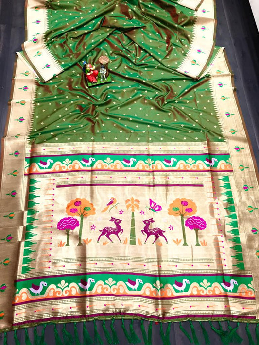 Marigold MG – Soft Kanjivaram Lichi Silk Saree with Zari Butti & Jumkha Pallu MG11