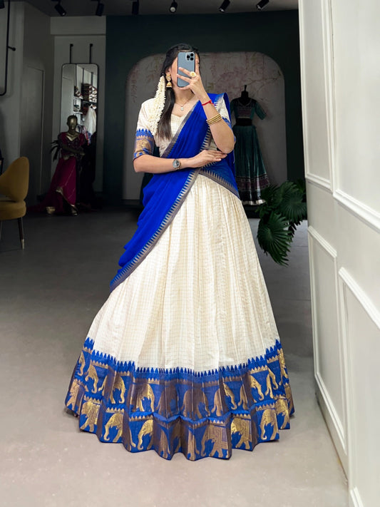 Kalyani Poly Cotton Lehenga Choli with Zari Chex & Georgette Dupatta – LNB2047RBL