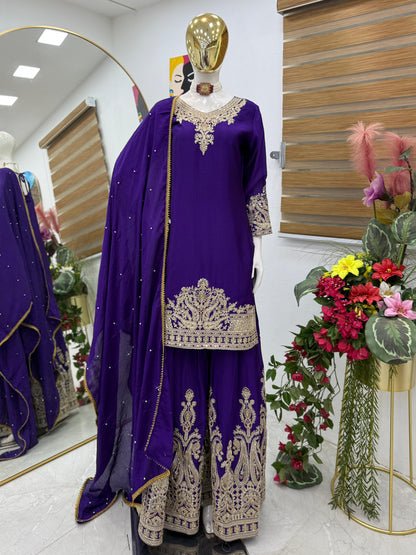 Z-9283 – Designer Party Wear Sharara Suit Set - Blue