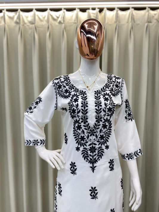 BE-376 – Designer & Daily Wear Kurta Plazzo Set - White