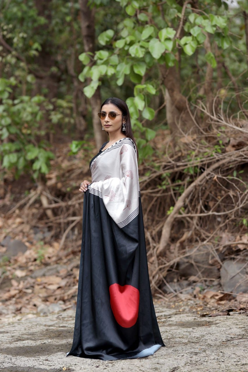Sudha – Japan Satin Digital Print Saree A1