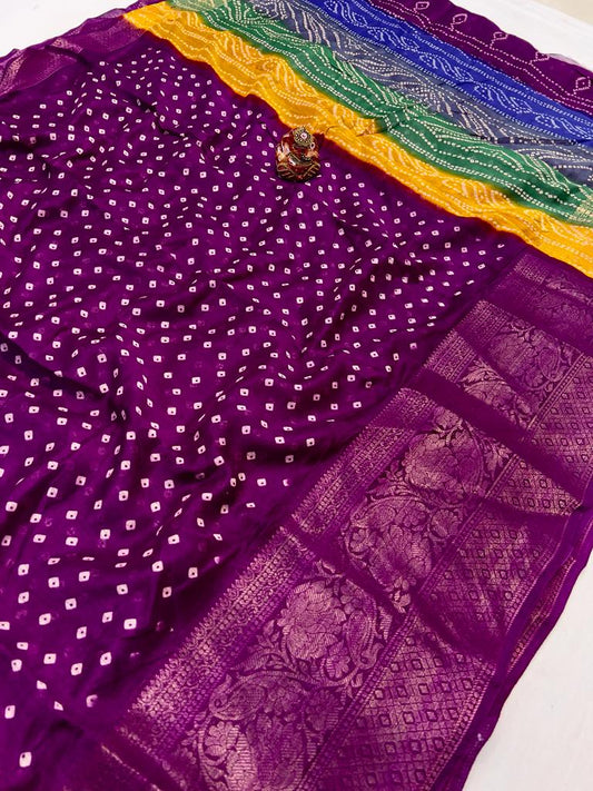 Bandhej Saree with Jacquard Weaving A1
