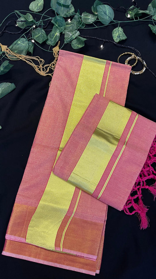 Colored Kerala Tissue Cotton Silk Set Mundu