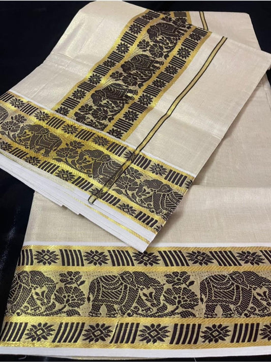 Golden tissue Silk Set Saree with thread weaving