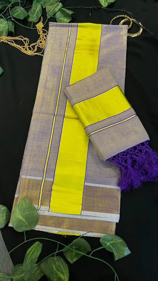 Golden Tissue Silk Set Mundu