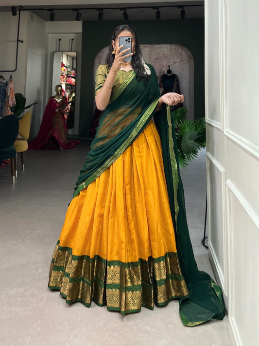 Tissue Silk Dhavani Collections – Kerala Traditional Pattu Pavadai Set