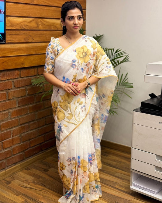 Linen Slub Cotton Sarees – Breezy Elegance & Everyday Comfort