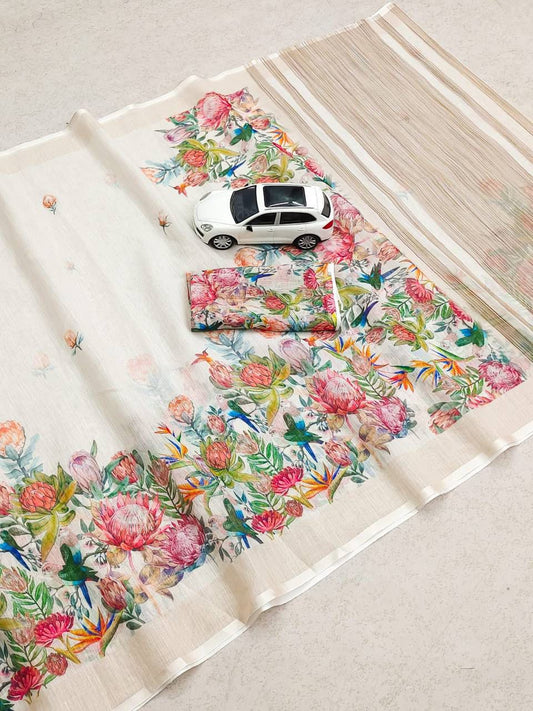 Linen Slub Cotton Sarees – Lightweight Comfort & Subtle Style