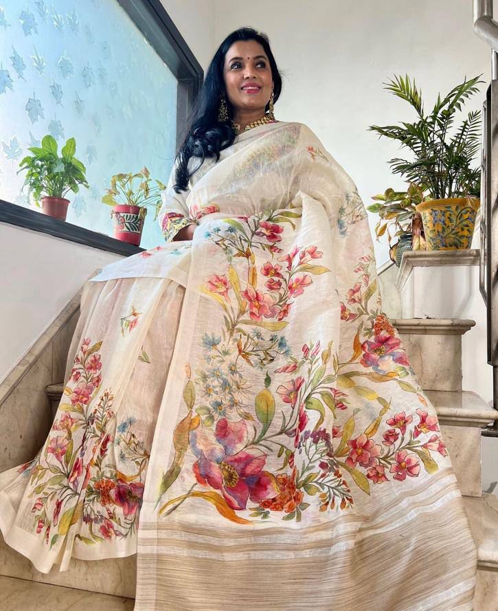 Linen Slub Cotton Sarees – Breezy Comfort & Subtle Elegance