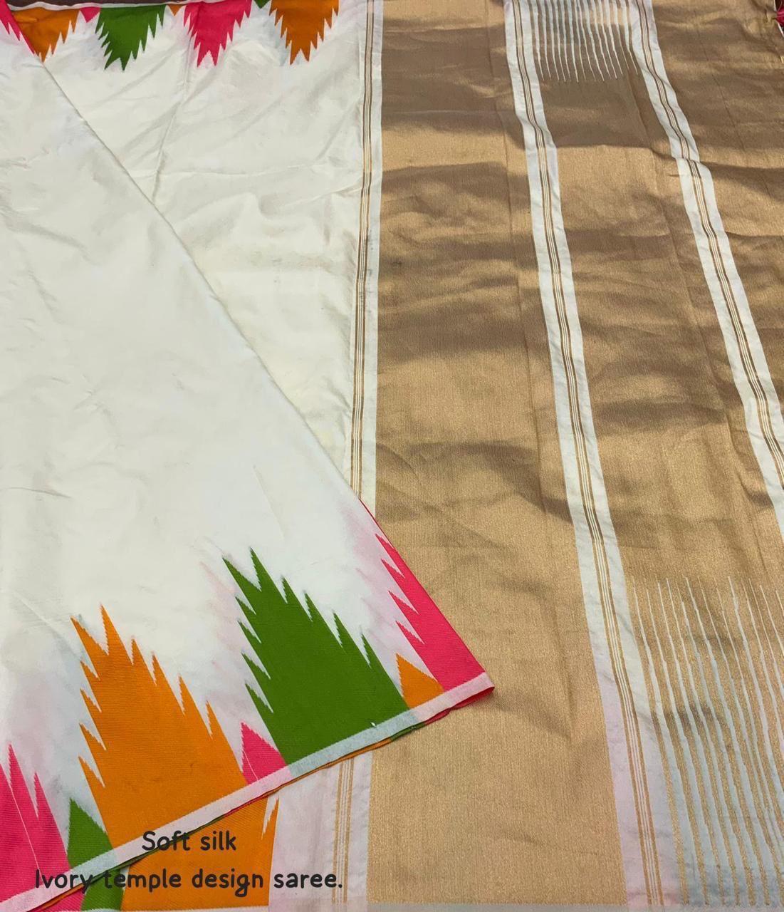 Semi Litchi Silk Sarees with Temple Border – Classic Thread Weaving Elegance