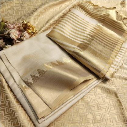 Semi Raw Silk Sarees – Temple Border Elegance, Ready in UAE