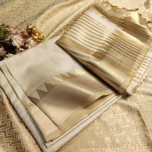 Semi Raw Silk Sarees – Temple Border Elegance, Ready in UAE
