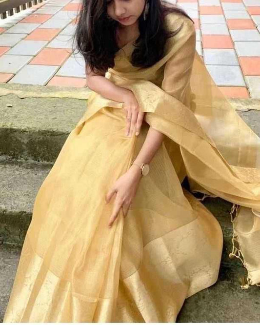 Kora Tissue Silk Sarees – Jacquard Weaving Borders, Classic Elegance