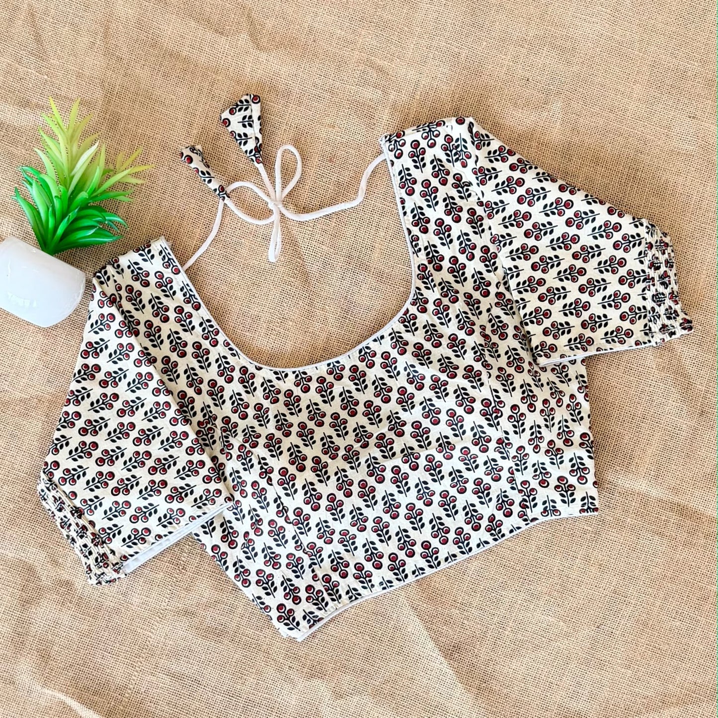 Ajrakh Cotton Side Elastic Stretchable Blouse Regular Size