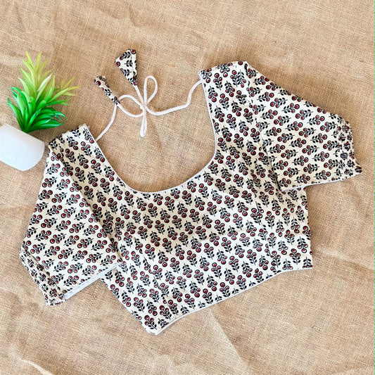 Ajrakh Cotton Side Elastic Stretchable Blouse Regular Size