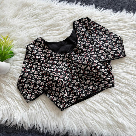 Ajrakh Cotton Side Elastic Stretchable Blouse Regular Size
