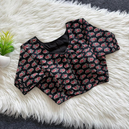Ajrakh Cotton Side Elastic Stretchable Blouse Regular Size