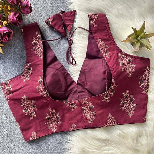 Ajrakh Cotton Side Elastic Stretchable Blouse Regular Size