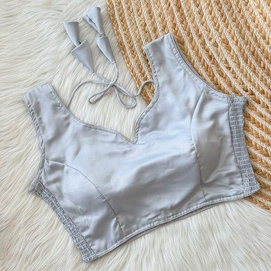 Soft Maslin Silk Side Elastic Stretchable Blouse - Regular Size