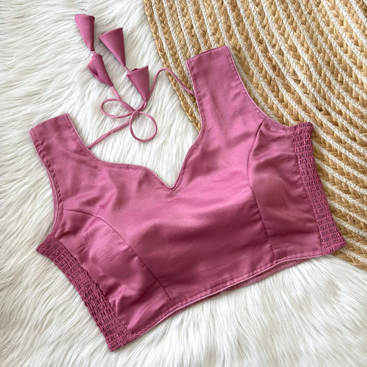 Soft Maslin Silk Side Elastic Stretchable Blouse - Regular Size