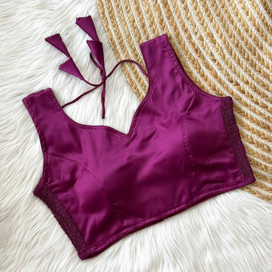 Soft Maslin Silk Side Elastic Stretchable Blouse - Regular Size