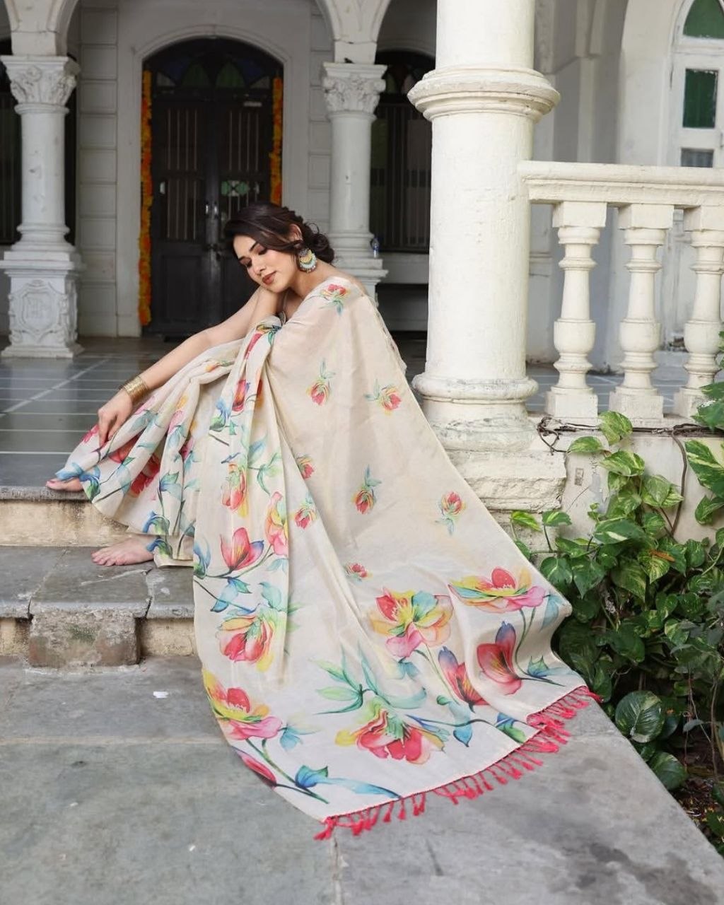 Linen Tissue Silk Sarees – 65 AED