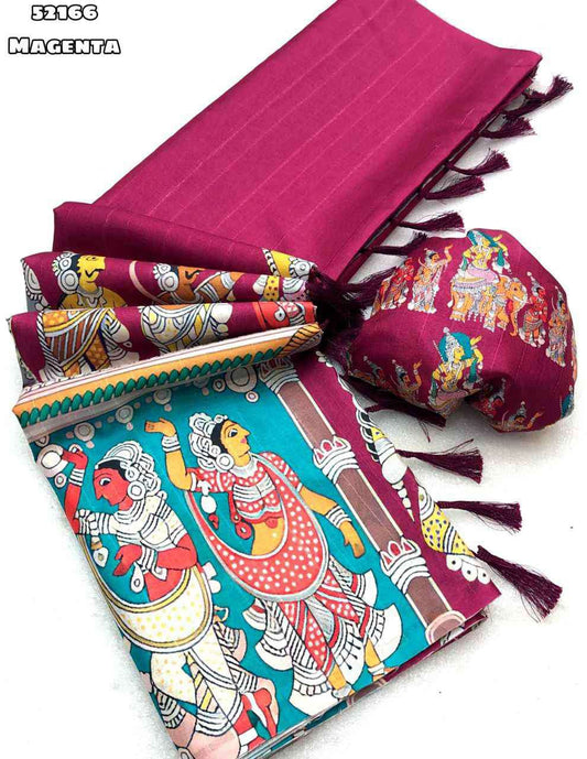 Semi Tussar Silk Sarees – 69 AED MAGENTA