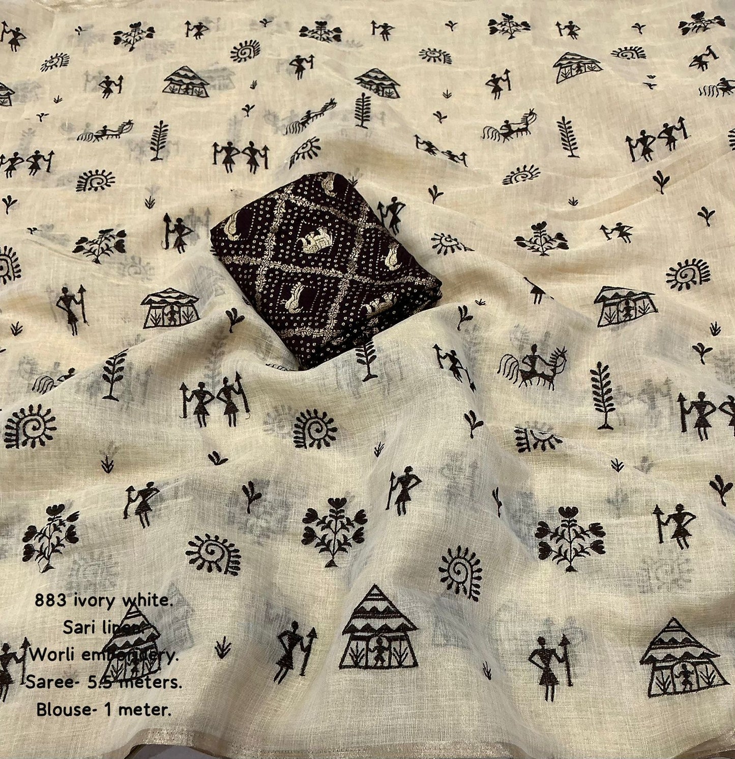Linen Slub Cotton Embroidered Sarees – 99 AED