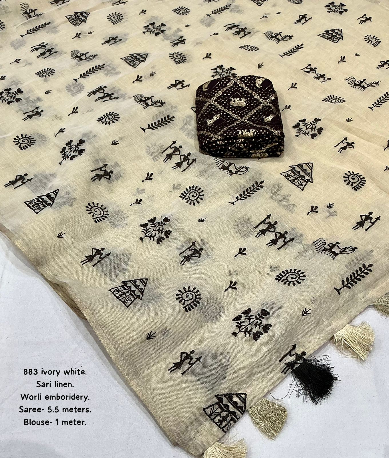 Linen Slub Cotton Embroidered Sarees – 99 AED