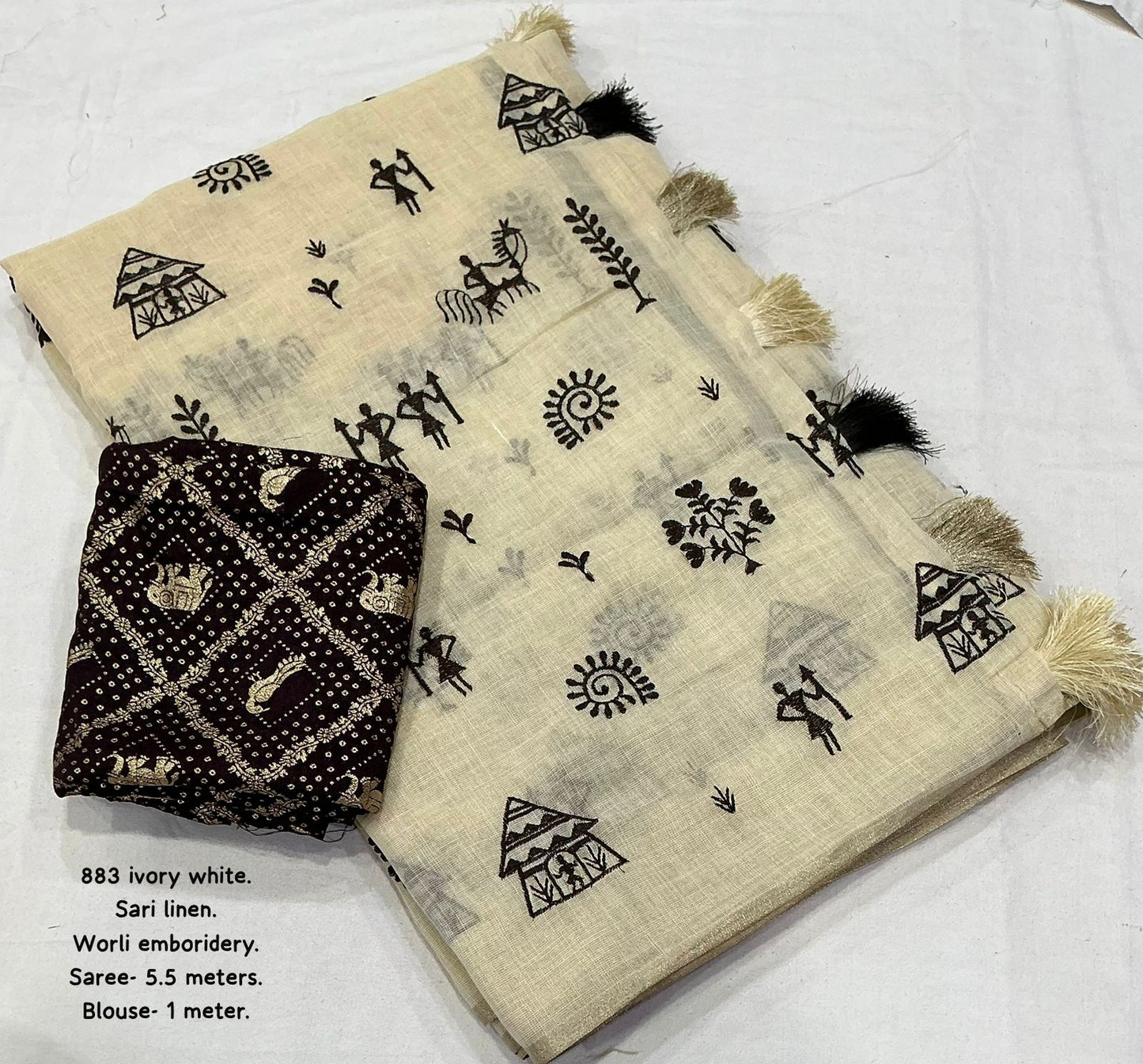 Linen Slub Cotton Embroidered Sarees – 99 AED