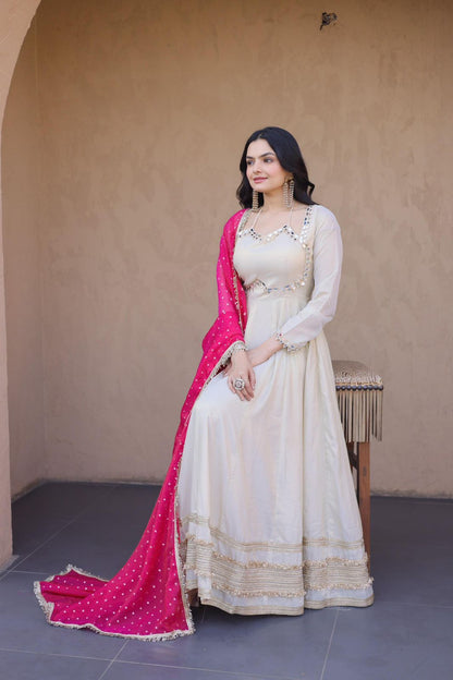 Cosmos Silk Long Flared Kali Pattern Suit – 125 AED