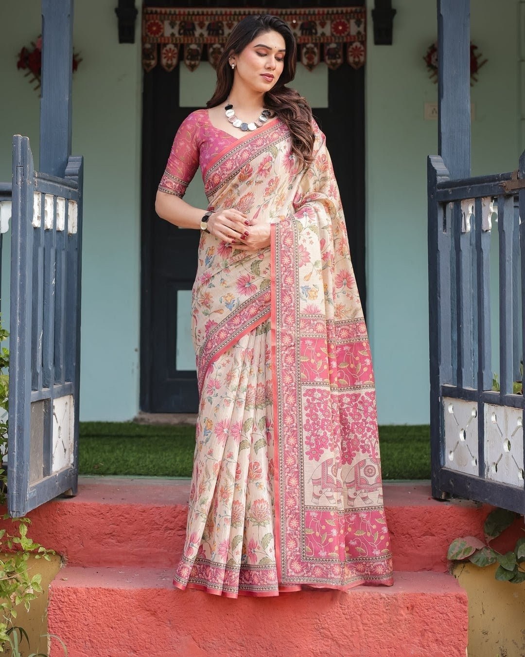 Linen Tissue Silk Saree – 65 AED