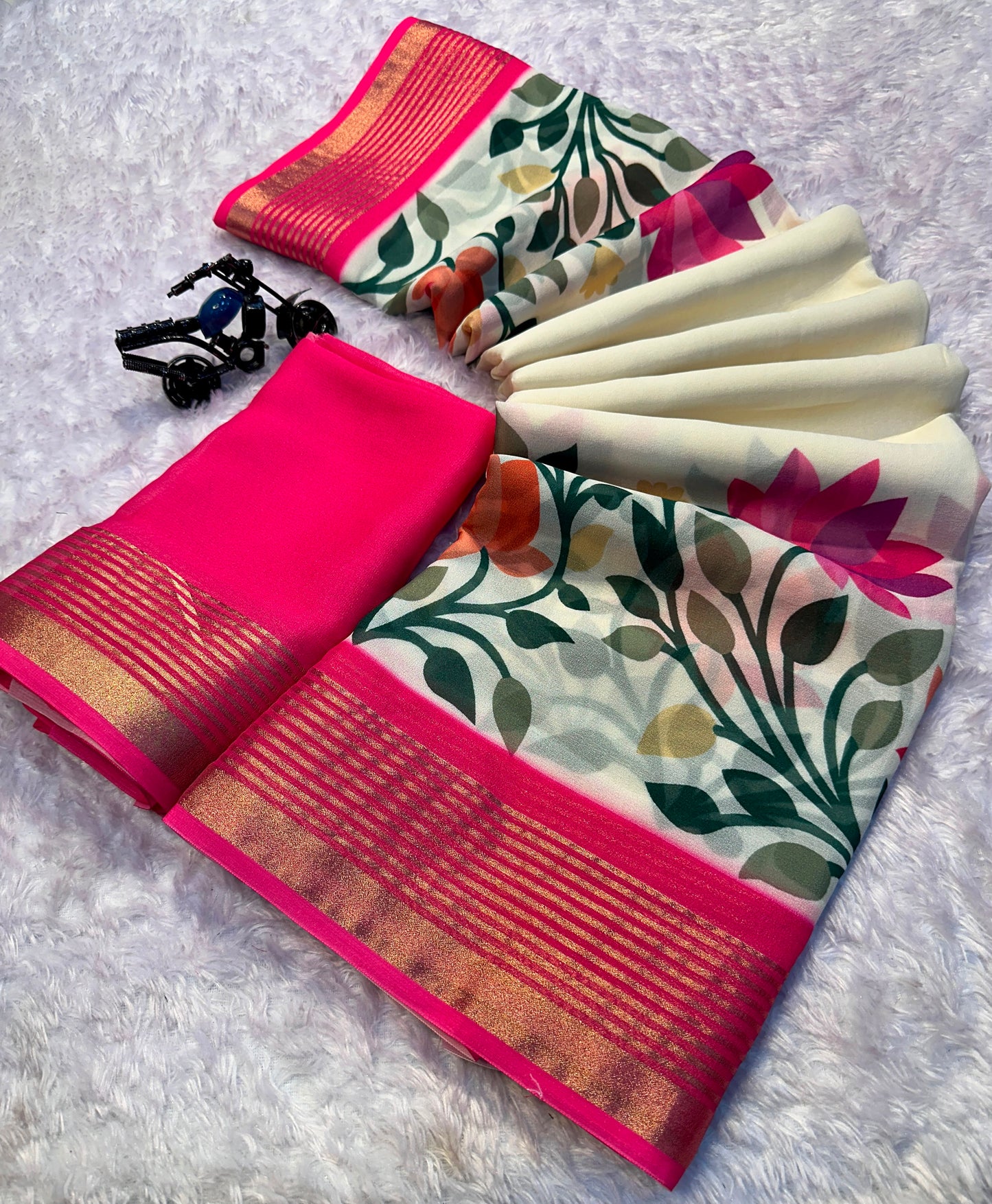 Soft Georgette Saree with Jacquard Zari Borders – 65 AED